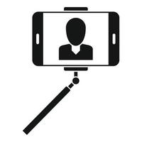 Mens nemen selfie monopod icoon, gemakkelijk stijl vector
