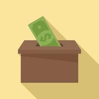geld doos bijdrage icoon, vlak stijl vector