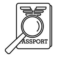 vergrootglas paspoort controle icoon, schets stijl vector