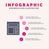 document eenvoudig ui bank solide icoon infographics 5 stappen presentatie achtergrond vector