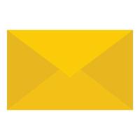 geel mail brief icoon, vlak stijl vector