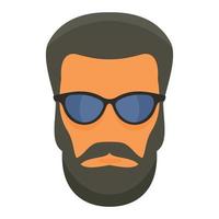 hipster Mens gezicht icoon, vlak stijl vector