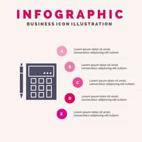 accounting account berekenen berekening rekenmachine financieel wiskunde solide icoon infographics 5 stappen presentatie achtergrond vector