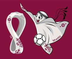 mascotte fifa wereld kop qatar 2022 met officieel logo symbool mondiaal en miljard kampioen ontwerp vector abstract illustratie