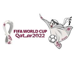 mascotte fifa wereld kop qatar 2022 met officieel logo en ballon kampioen symbool ontwerp vector abstract illustratie