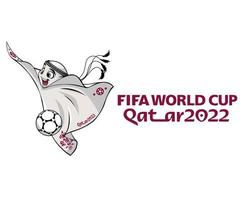 mascotte fifa wereld kop qatar 2022 officieel logo en ballon symbool ontwerp vector abstract illustratie