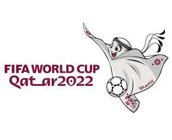 mascotte fifa wereld kop qatar 2022 officieel logo en ballon symbool ontwerp vector abstract illustratie