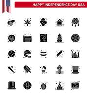 pak van 25 creatief Verenigde Staten van Amerika onafhankelijkheid dag verwant solide glyph van western decoratie Verenigde Staten van Amerika versiering de mijne bewerkbare Verenigde Staten van Amerika dag vector ontwerp elementen