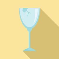 gebarsten Champagne glas icoon, vlak stijl vector