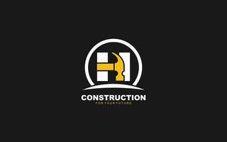 h logo bouw vector voor houtbewerking bedrijf. eerste brief hamer sjabloon vector illustratie voor uw merk.