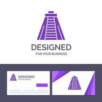 creatief bedrijf kaart en logo sjabloon chichen itza mijlpaal monument vector illustratie