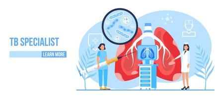 fluorografie concept vector. tuberculose specialist concept vector. long fibrose, tuberculose, longontsteking illustratie voor website, app. long diagnose röntgenstraal machine. vector