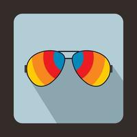 bril met regenboog lenzen icoon, vlak stijl vector