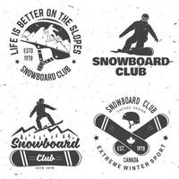 reeks van snowboard club insigne. leven is beter Aan de hellingen. vector