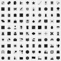 reeks van 100 universeel solide pictogrammen vector