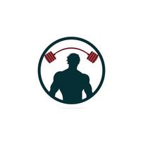 bodybuilder logo sjabloon. vector voorwerp en pictogrammen voor sport label, Sportschool insigne, geschiktheid logo ontwerp, embleem grafische.sport symbool, oefening logo.