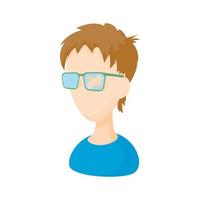 jong Mens met bril icoon, tekenfilm stijl vector