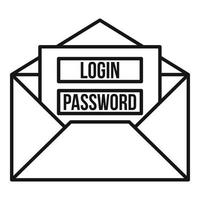 e-mail Log in wachtwoord icoon, schets stijl vector