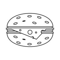 cheeseburger icoon, schets stijl vector