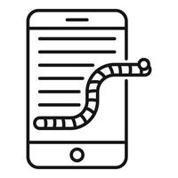 smartphone fraude worm icoon, schets stijl vector