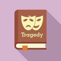 tragedie literair genre boek icoon, vlak stijl vector