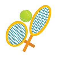 tennis rackets met bal icoon, isometrische 3d stijl vector