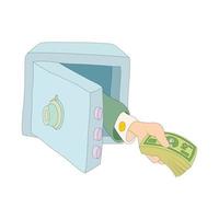 hand- geven geld van de veilig icoon vector