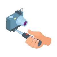 hand- Holding selfie stok met camera icoon vector