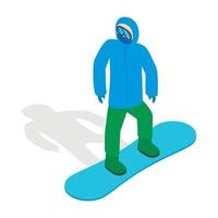 snowboarder met snowboard dek icoon vector