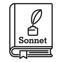 literair sonnet boek icoon, schets stijl vector