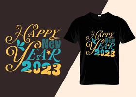 gelukkig nieuwjaar 2023 typografie t-shirtontwerp vector