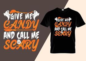 geven me snoep en telefoontje me eng halloween t-shirt ontwerp. vector