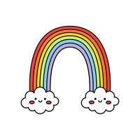 schattig kawaii regenboog tekening icoon. vector