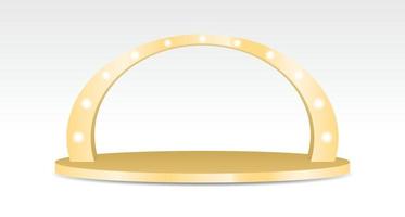 luxe goud boog Scherm met licht lamp 3d illustratie vector voor zetten voorwerp