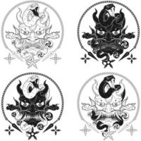 Japanse traditionele demon met slang vector