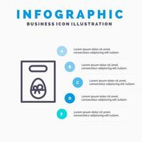 gewicht ei geschenk Pasen lijn icoon met 5 stappen presentatie infographics achtergrond vector