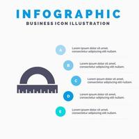 hoek bouw meten heerser schaal solide icoon infographics 5 stappen presentatie achtergrond vector