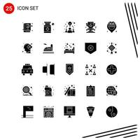reeks van 25 modern ui pictogrammen symbolen tekens voor boek medaille bedrijf winnen prijs bewerkbare vector ontwerp elementen