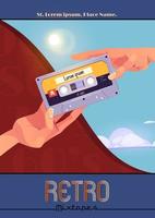 retro mixtape poster met audio cassette vector