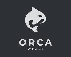 orka walvis moordenaar walvisachtig grampus oceaan silhouet mascotte vlak illustratie vector logo ontwerp