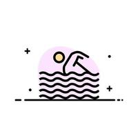 werkzaamheid sport zwemmen zwemmen water bedrijf vlak lijn gevulde icoon vector banier sjabloon