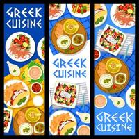 Grieks voedsel spandoeken, Griekenland keuken restaurant menu vector