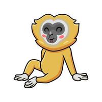 schattig weinig gibbon tekenfilm zittend vector