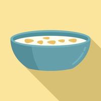 ochtend- ontbijtgranen vlokken icoon, vlak stijl vector