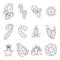 snoep en Kerstmis element verzameling hand- getrokken vector