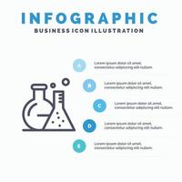 buis fles laboratorium wetenschap lijn icoon met 5 stappen presentatie infographics achtergrond vector