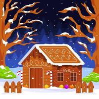 winter peperkoek huis illustratief achtergrond vector