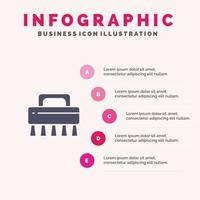 borstel schoonmaak reeks solide icoon infographics 5 stappen presentatie achtergrond vector