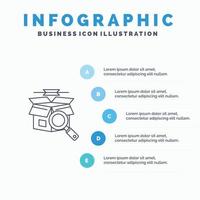 doos zoeken online zoeken e boodschappen doen lijn icoon met 5 stappen presentatie infographics achtergrond vector