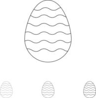 decoratie Pasen Pasen ei ei stoutmoedig en dun zwart lijn icoon reeks vector